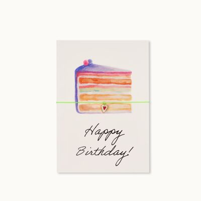 Carte bracelet : Part de gâteau Joyeux anniversaire
