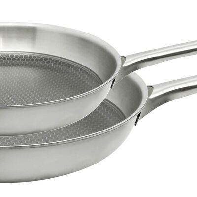 Set di 2 padelle da 24 e 28 cm in acciaio inox e rivestimento senza PFAS Elo Relief Passion
