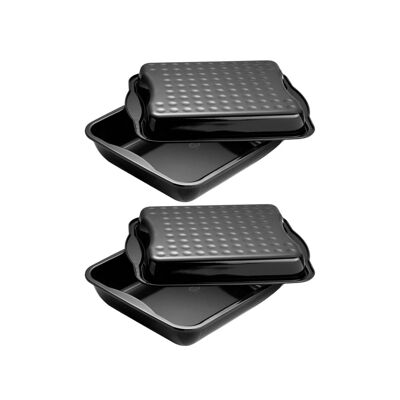 Juego de 2 fuentes para horno con tapa en acero esmaltado 42 x 34 cm Dr. Oetker Back-Idee Kreativ