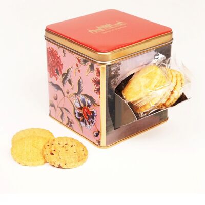 Plain shortbread cookies with chocolate chips - mini metal dispenser box "Chambord" 200g