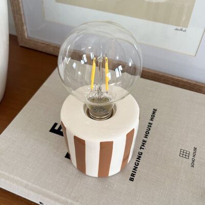 Joseph Striped Porcelain Lamp – Wireless & Elegant Accent Light