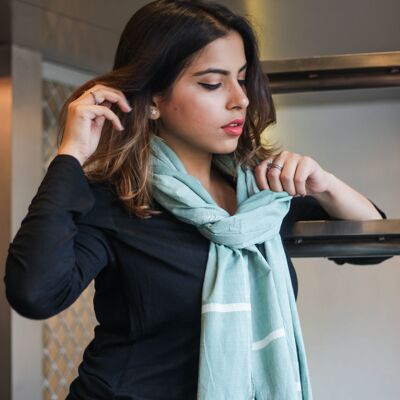 Green Muslin Cotton Scarf