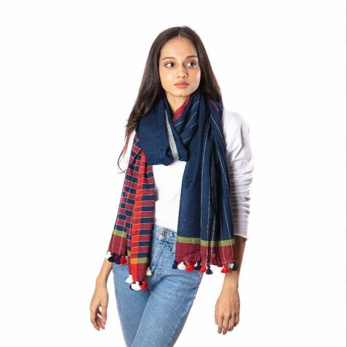 Neela - Indigo organic cotton scarf