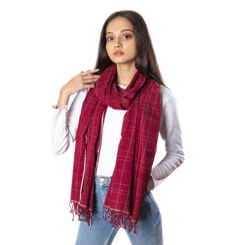 Red Checks Muslin Scarf