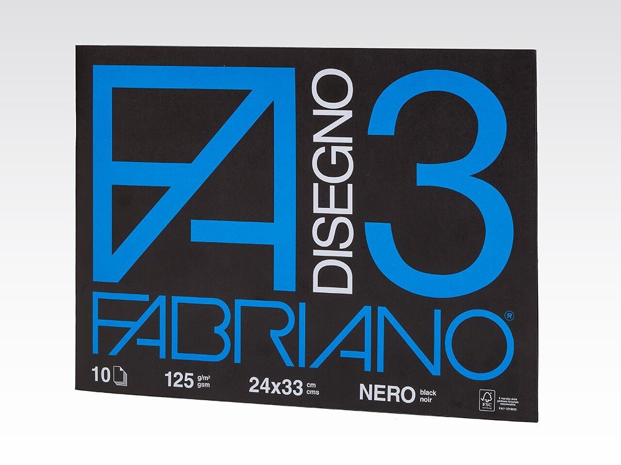 Fabriano Disegno Nero 3– 125 g/m² – 10 black sheets – 24×33 cm – block