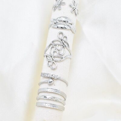 Set of 5 stainless steel rings - PR018BG-AR