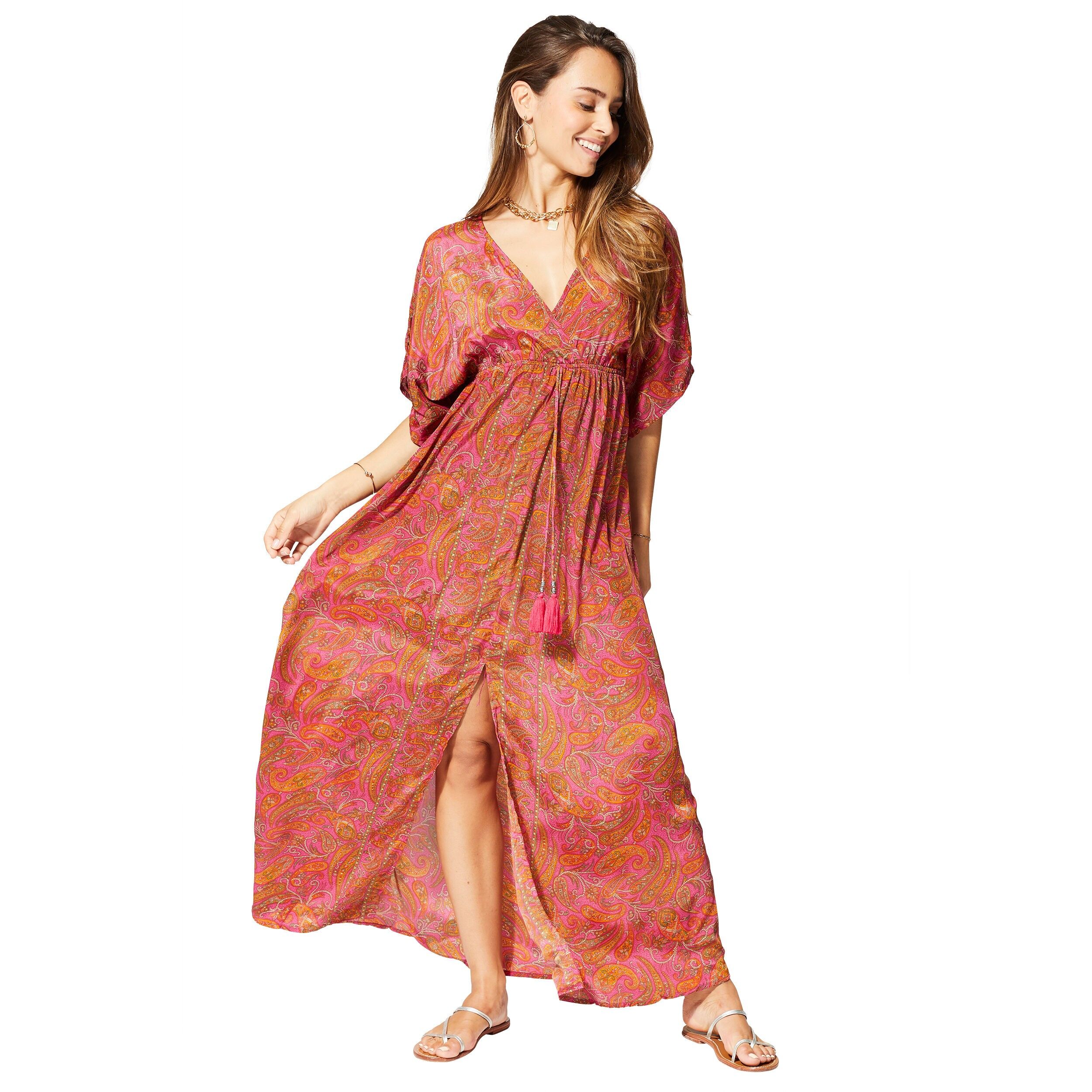 MAXIPA0663A LANGES KURZÄRMELIGES SOMMERKLEID