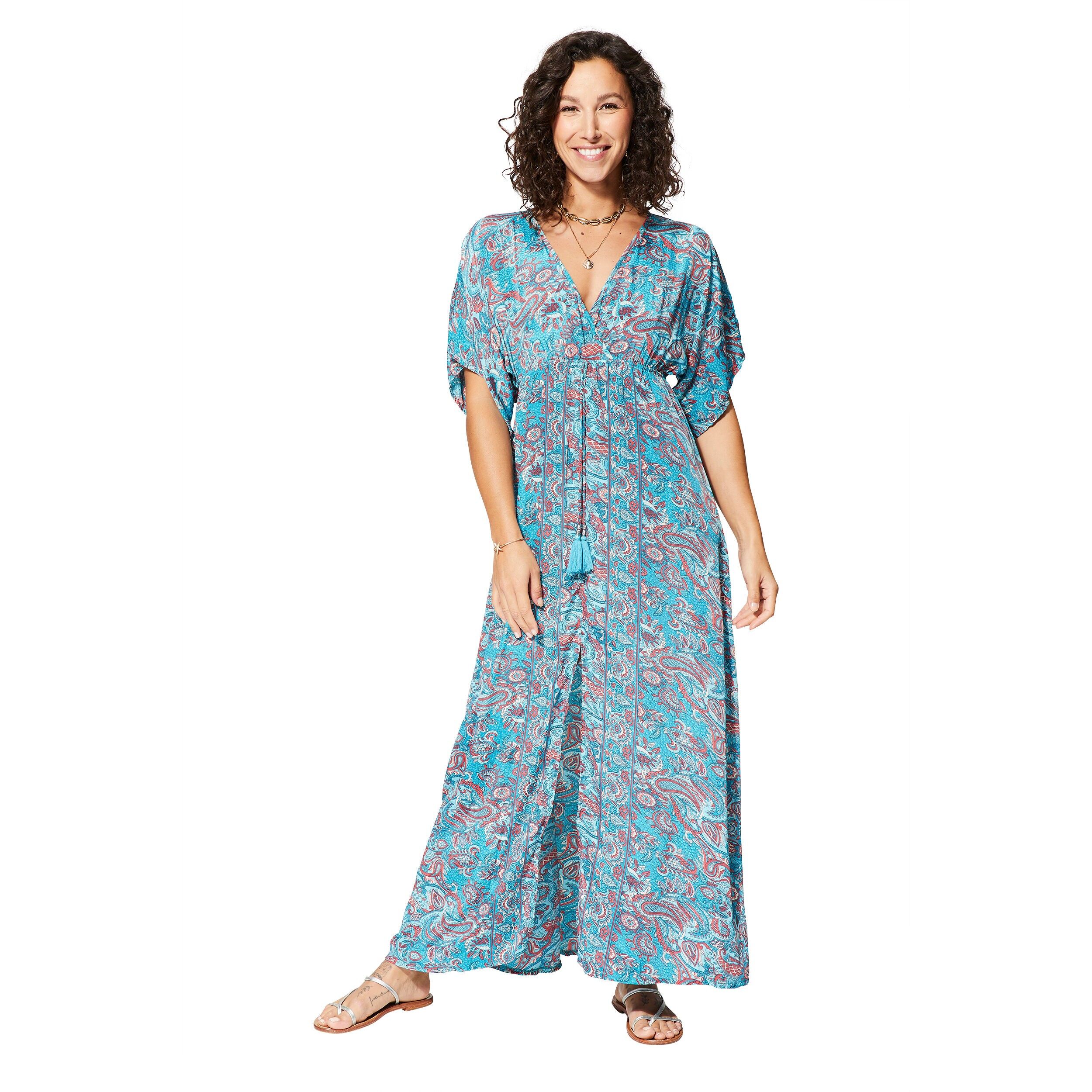 MAXIPA0663B LANGES KURZÄRMELIGES SOMMERKLEID