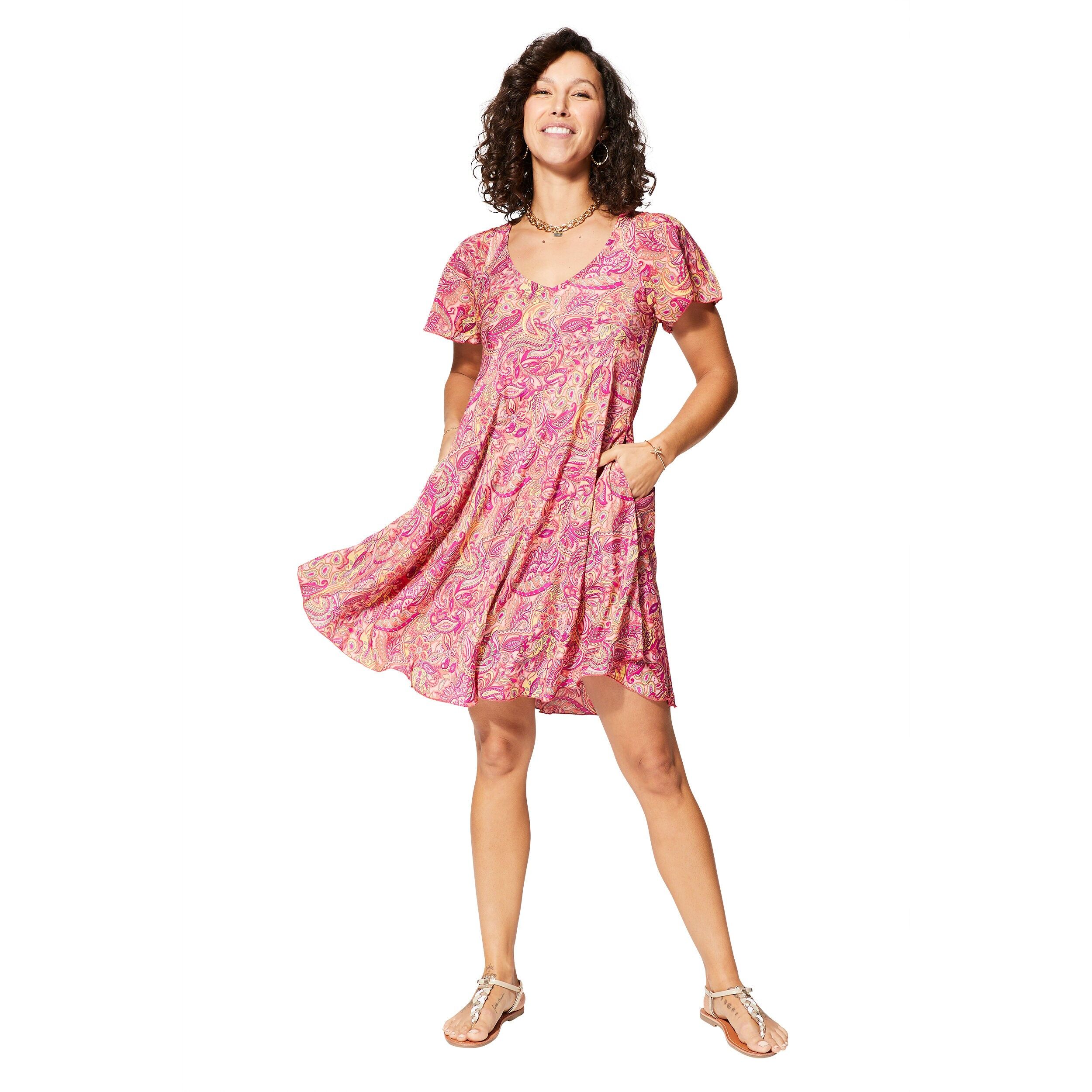 KURZES SOMMERKLEID MIT KURZEN ÄRMELN RLIP0618H