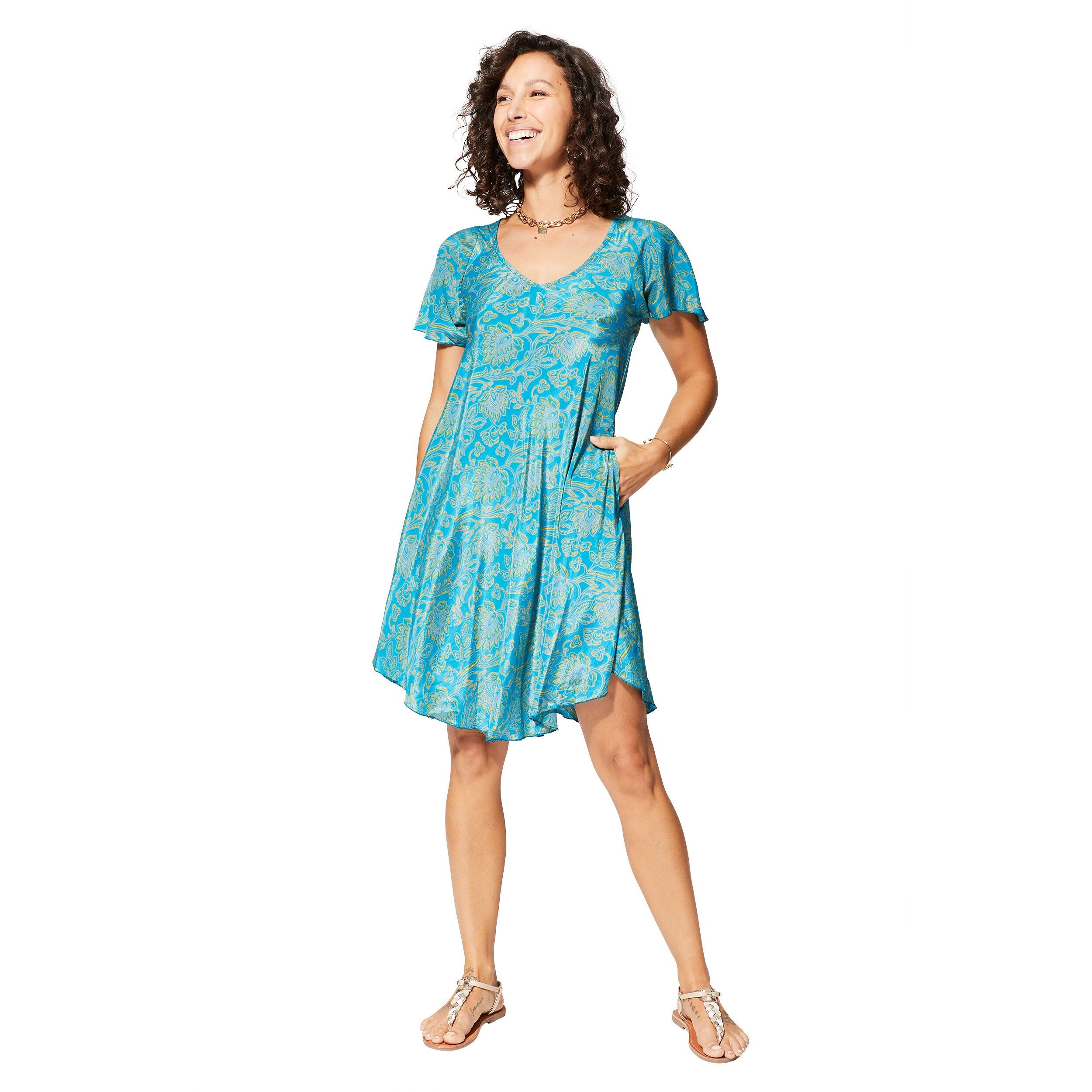 KURZES SOMMERKLEID MIT KURZEN ÄRMELN RLIP0618F