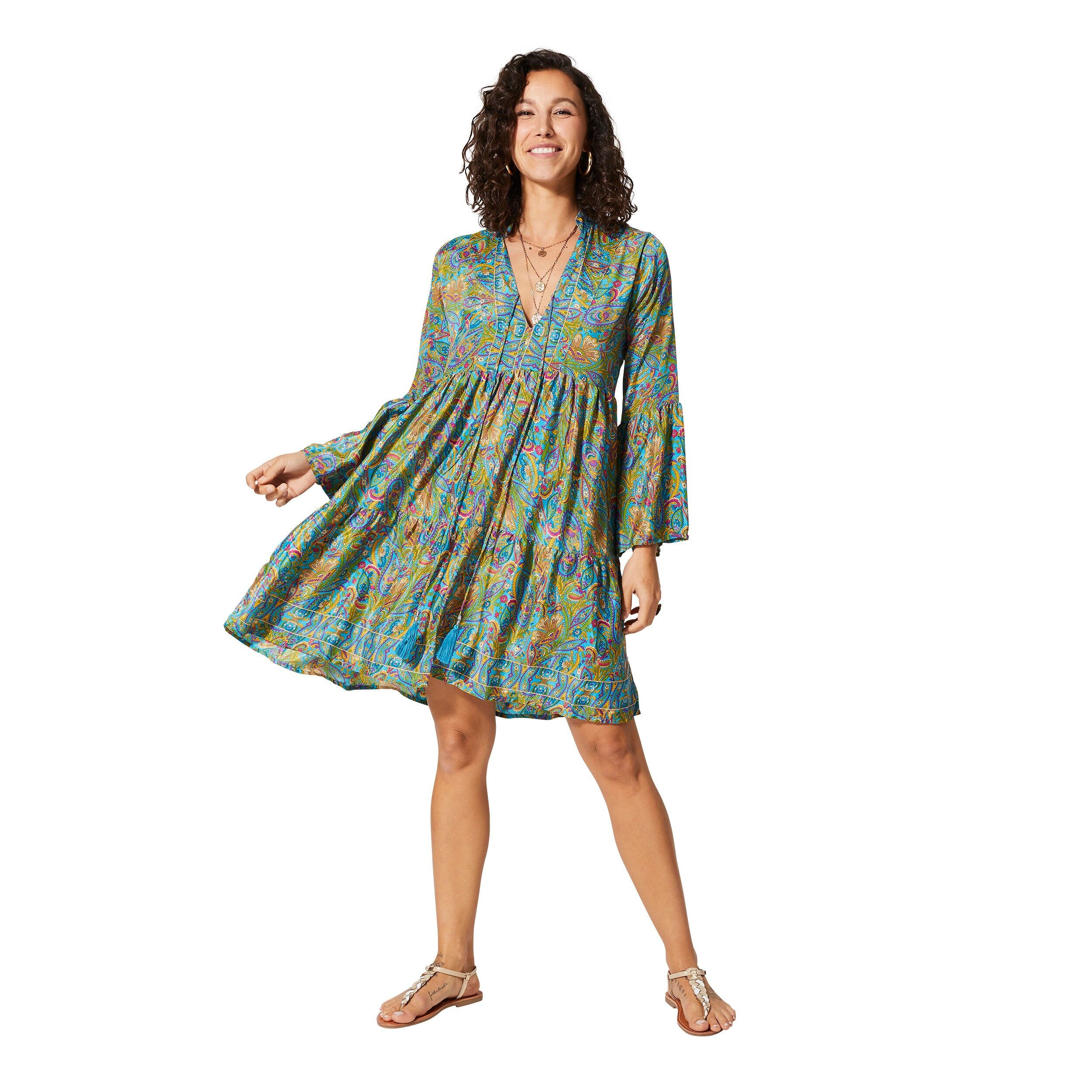 KURZES SOMMERKLEID MIT LANGEN ÄRMELN RLIP0624A