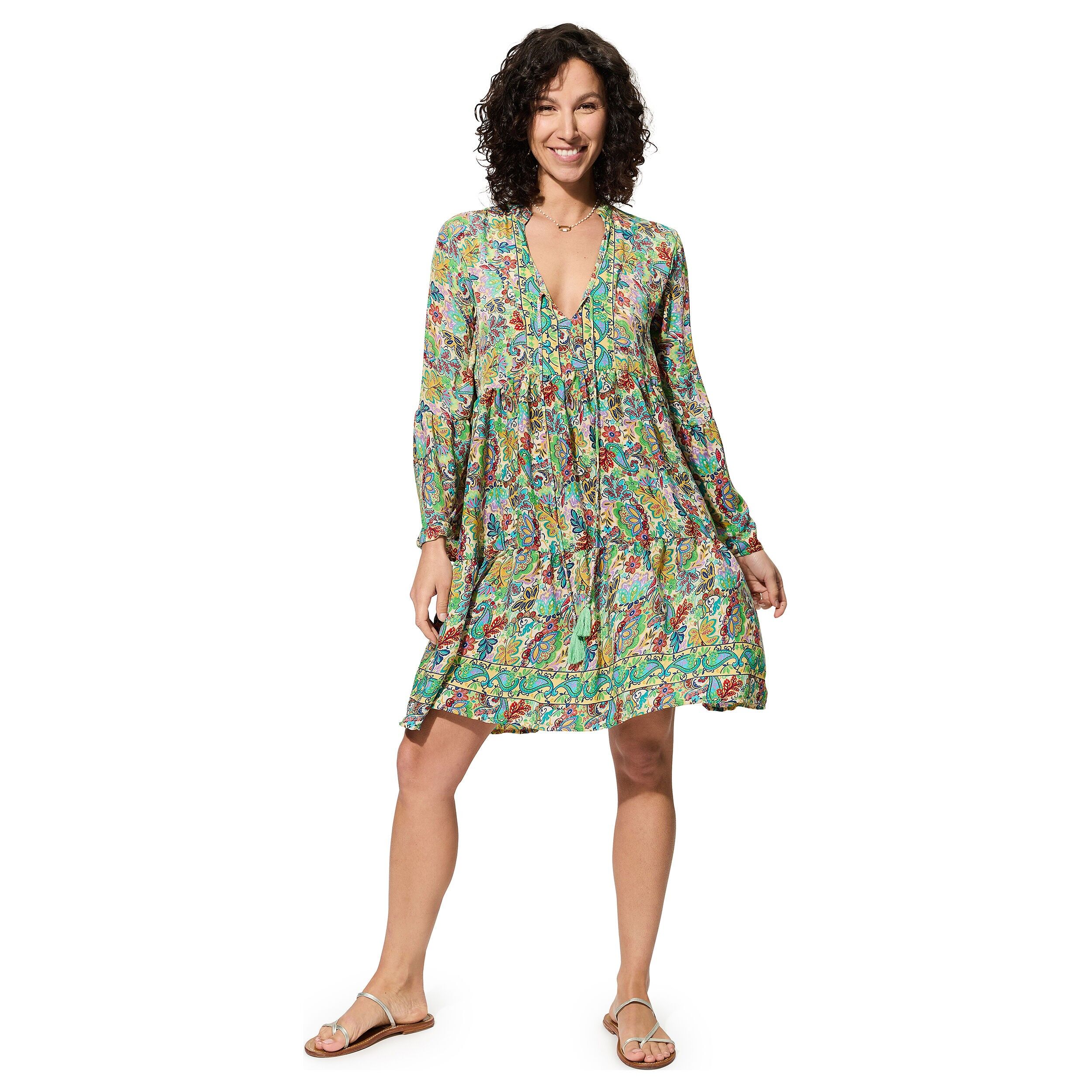 KURZES SOMMERKLEID MIT LANGEN ÄRMELN RLIP0624C