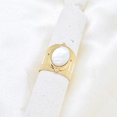 Stainless steel mother-of-pearl ring - BG310206OR