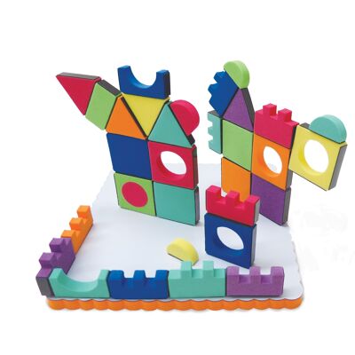 Edushape Magic Shapes - Blocchi di costruzione magnetici tridimensionali che incorporano forme colorate per infinite creazioni
