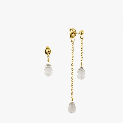 PENDIENTES DE ORO CON CRISTAL Y ASIMETRÍA
