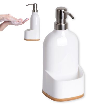 Distributore di sapone da cucina - Portasapone da cucina in plastica con base in bambù
