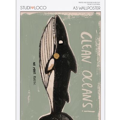 PÓSTER TAMAÑO A3 EN SOBRE OCÉANOS LIMPIOS