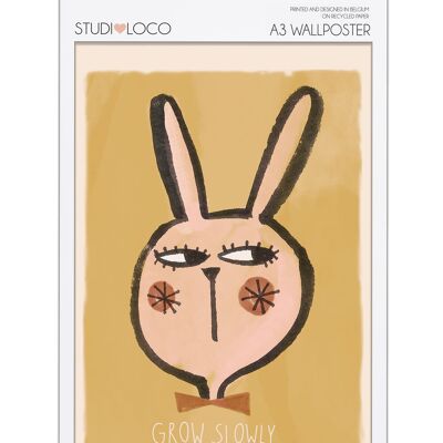 AFFICHE FORMAT A3 SOUS ENVELOPPE LAPIN JAUNE