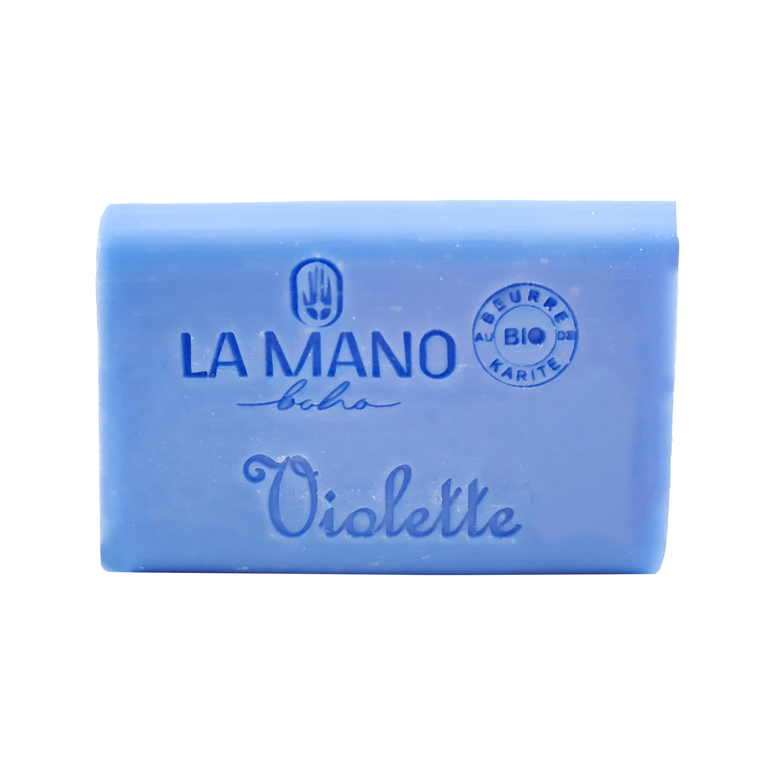 Jabón sólido artesanal con manteca de karité y fragancia floral de Violeta 100gSAVON0001F