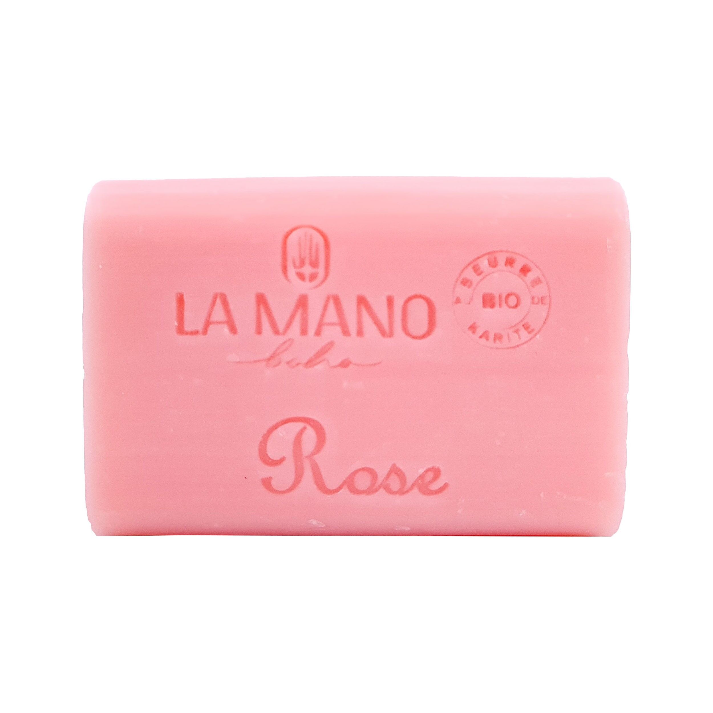 Jabón sólido artesanal con manteca de karité y delicada fragancia de Rosa 100g SAVON0001N