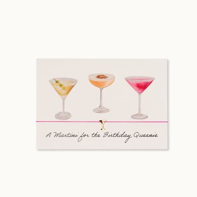 Carte bracelet : Martinis Birthday Queenie