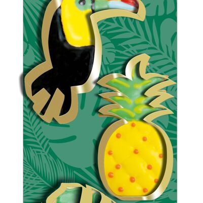 3 Toucan / pineapple / leaf stainless steel cutters