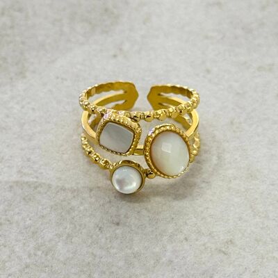 Bague ajustable Bia avec pierres minérales