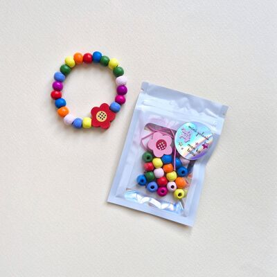 Kit de joyería de pulsera infantil - modelo flor de madera 🌺 + 1 tatuaje gratis