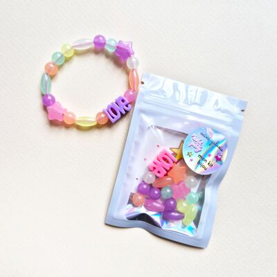 Kit di gioielli con bracciale per bambini - modello LOVE fluorescente 💖 + 1 tatuaggio omaggio