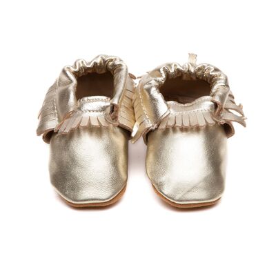 Mocassini Morbida Pelle Scarpe Bambino Oro