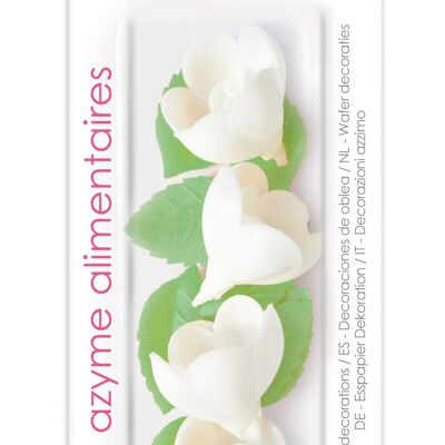 4 rose bianche + 6 foglie verdi azzime (confezione blister)