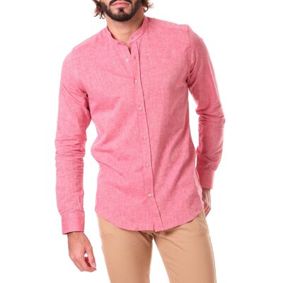 Chemise uni en coton et lin ADAM-ROUGE-Pack de 6 pièces (M-3XL taille assorties)