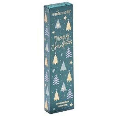 Juego de 40 bengalas de 18 cm en gris en caja plegable Feliz Navidad verde