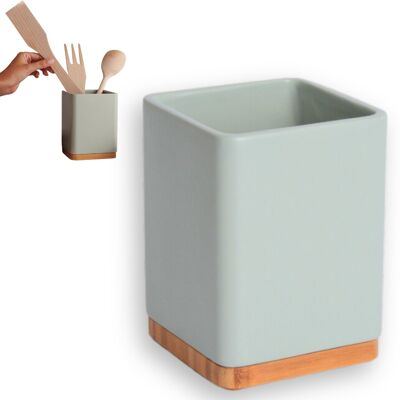 Porta utensilios de cocina - Bote para utensilios cocina de cerámica y bambú