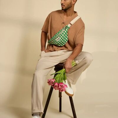 Sac banane Olivia Vichy vert