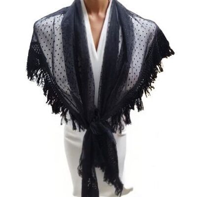 Scialle flamenco in tessuto plumetis per donna. Disponibili due colori. Moda spagnola