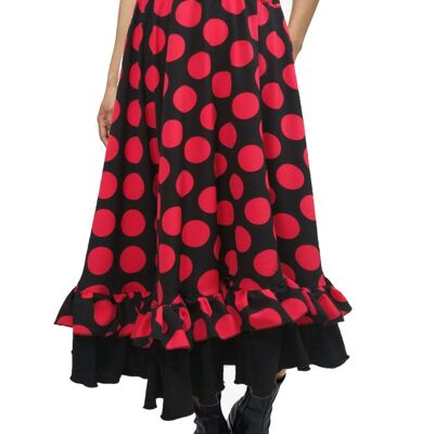 Gonna professionale da flamenco Sevillana a pois e fiori per donna – Costume da ballo flamenco di alta qualità, abbigliamento tradizionale andaluso, per fiere, pellegrinaggi, spettacoli e danza flamenco