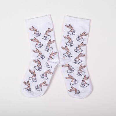 Chaussettes blanches Serge le lapin RATP la ligne x Label Chaussette