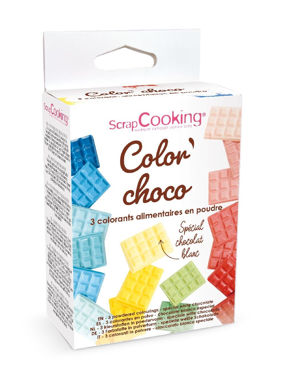 3 colorants liposolubles en poudre rouge, jaune, bleu