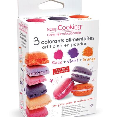 3 artificial colors orange, purple, pink 3X5g