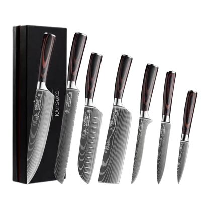 Set of 7 Japanese knives - Chef Tanaka - Forest Wood