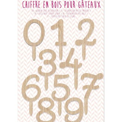 Wooden cake topper Numbers 0 to 9