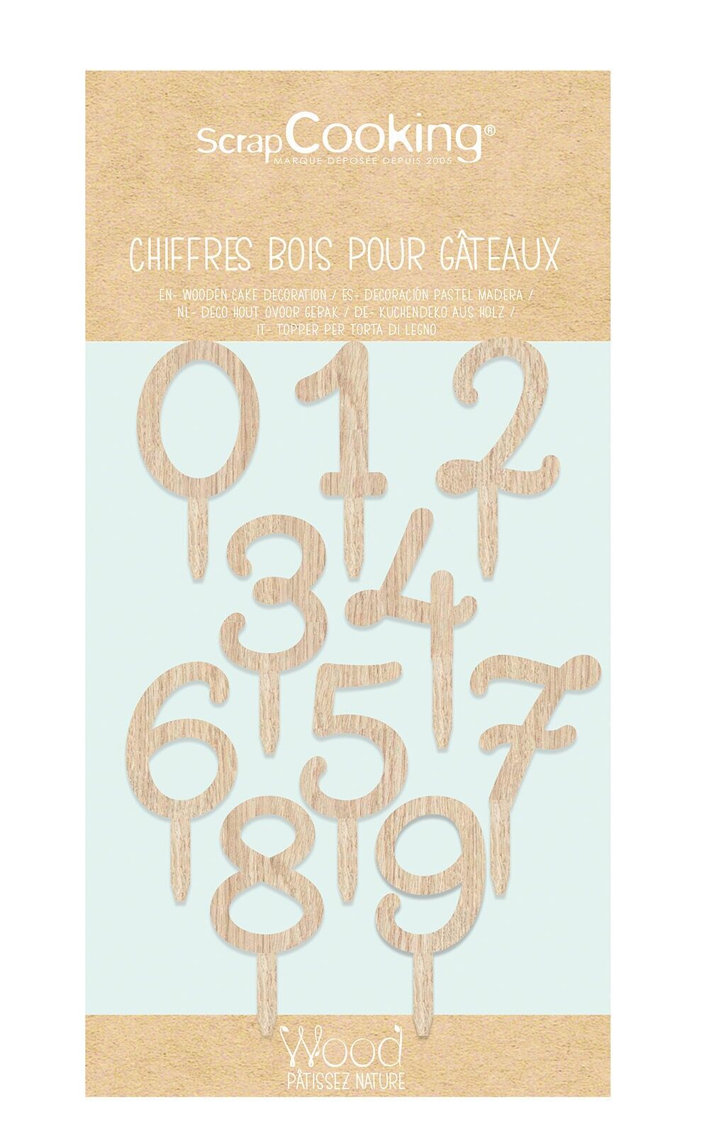 Cake topper in legno Numeri da 0 a 9