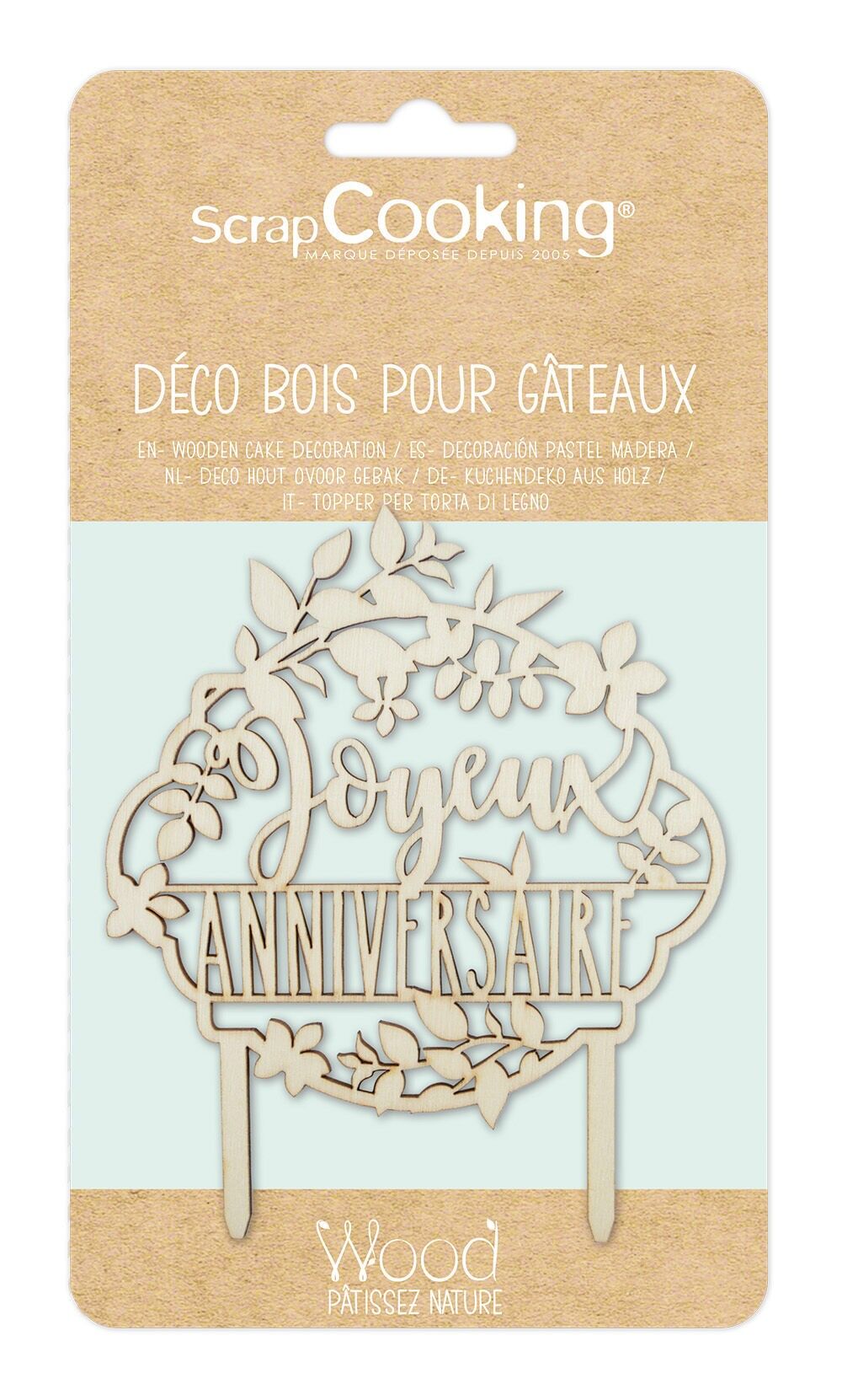 Cake topper in legno "Happy Birthday"