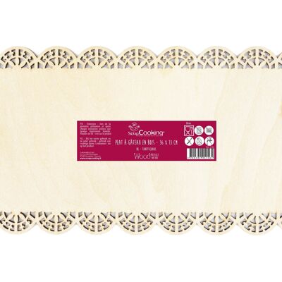 Wooden lace rectangle dish 36 * 13 cm