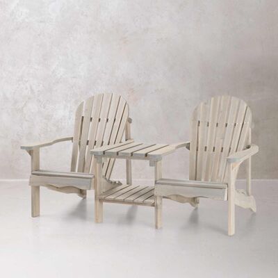 Chaise de jardin Adirondack double en bois avec table