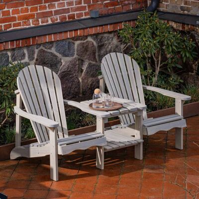 Chaise de jardin Adirondack double en bois avec table