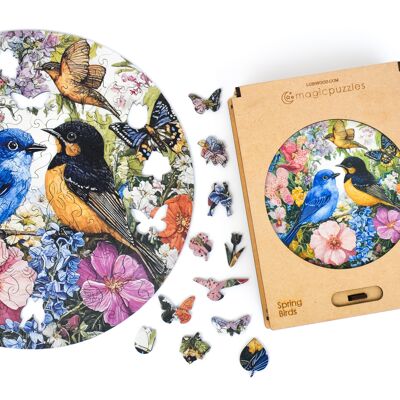 Rompecabezas de pájaros de primavera A4 en caja premium
