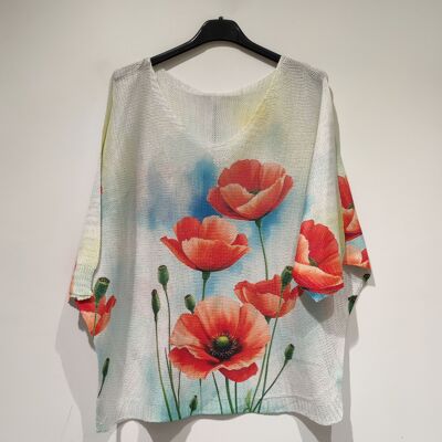 YESS PRINT PE25 fleurs rouges brillant