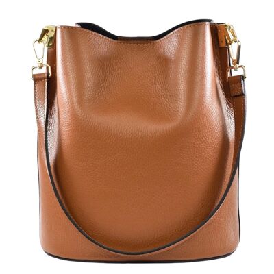 Bolso estilo cubo Modarno Giulia en piel auténtica tipo dólar